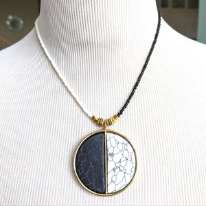 The Shag Collection-Hyde Jekyll pendant necklace 13" w/ext black white gold